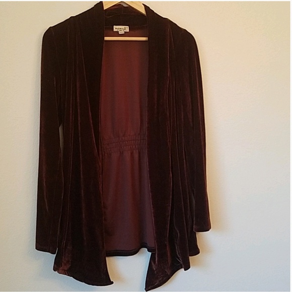 ONE WORLD Tops - One World Cardigan Long Sleeve Velvet